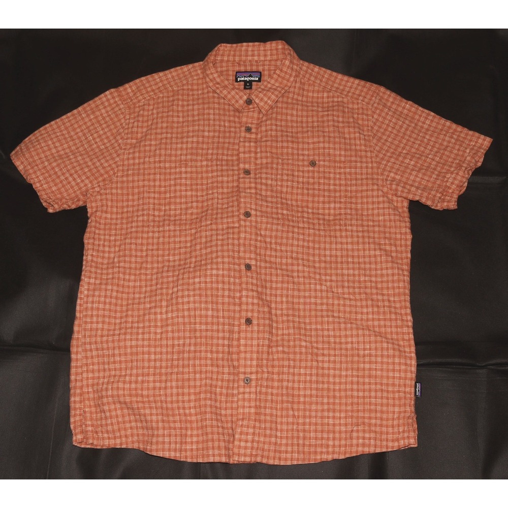 Patagonia Worn Wear Back Step Men's Short Sleeve Button Front Shirt Size XL